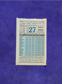 Resim 27 Mayıs 2002 Takvim Yaprağı - Nostalji Koleksiyonluk Takvim Yaprağı A 