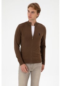 Resim U.S. Polo Assn. Erkek Slim Fit Kahverengi Triko Hırka 50313684-VR029 