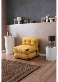 Resim Good Night Megano Tek Kişilik Dolgulu Katlanır Koltuk & Yatak Sarı 