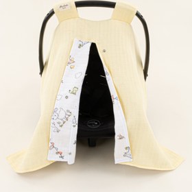 Resim Puset Örtüsü - Çift Taraflı - Sarı muslin - Çiftlik Hayvanları 