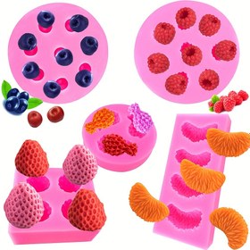 Resim 5 Adet Meyve Şeklinde Fondan Kalıpları, 3D Çilek, Portakal, Ananas, Ahududu & Yaban Mersini Silikon Fondan Kalıpları Cupcake Topper, Polimer Kil, Şeker, Çikolata, Pasta Süsleme, El Sanatları Malzemeleri | Canlı Mutfak Eşyaları | Esnek Pişirme Kalıpları 