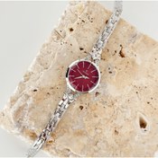 Resim Vesce Atelier Regeta Gümüş Bordo Saat 