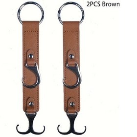 Resim Chenkestoreone 2 Adet Dayanıklı Pu Deri Araç Kancası - Çok Amaçlı Başlık Askısı Kahverengi 
