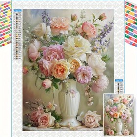 Resim 1 Canlı Çiçek Buketi 5D Tam Matkap Yuvarlak Elmas Boyama Kiti, 29.97x40.13 cm - Başlangıçlar İçin DIY Mozaik El Sanatları Duvar Sanatı, Ev & Ofis Dekoru İçin İdeal, Anneler Günü, Yeni Yıl, Paskalya İçin Mükemmel Hediye (Çerçeve Dahil Değildir) 