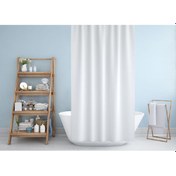 Resim Beyaz Polyester Kumaş Banyo Duş Perdesi 