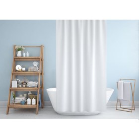 Resim Beyaz Polyester Kumaş Banyo Duş Perdesi 