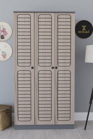 Resim Remaks Fuga 3 Kapaklı Elbise Dolabı - Antrasit Gövde Cordoba Kapak 