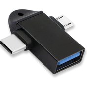 Resim Temiz Pazar Micro Usb Type-c 3 In 1 Dönüştürücü Çevirici Adaptör Otg 