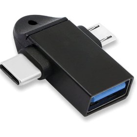Resim Temiz Pazar Micro Usb Type-c 3 In 1 Dönüştürücü Çevirici Adaptör Otg 