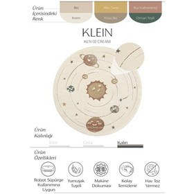 Resim Cool Halı Klein 02 Renkli Yuvarlak Çocuk Halısı Gezegen Figür Bebek Halısı Kalın Çocuk Odası Halısı 