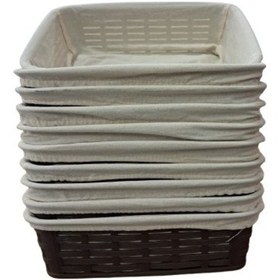 Resim Bora Plastik Hasır Desenli Ekmek Sepeti Köşeli No:2 Bezli 10 Adet Kahverengi 