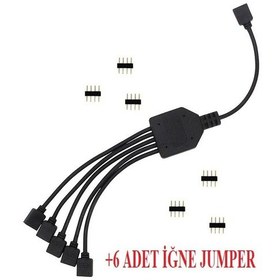 Resim Alfais 4377 RGB Şerit 4 Pin LED Çoklayıcı Splitter Tek Kumanda 5 Çıkış 