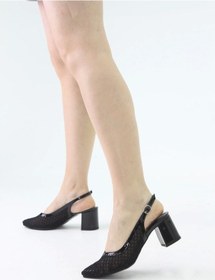 Resim Assortie Assortıe Fileli Arkası Açık Tokalı Topuklu Ayakkabı TEN RUGAN 