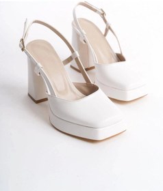 Resim Biçomi Mety Beyaz Cilt Topuklu Ayakkabı Çok Renkli 