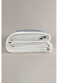 Resim Twin Battaniye Soft Pamuklu Tek Kişilik Battaniye Antrasit Krem 1 Antrasit 