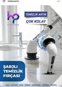 Resim HOT POWER 2 YIL GARANTİ Elektrikli temizleme aleti 9 farklı başlık + Yedek başlık - Halı, Koltuk, 