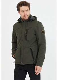 Resim Mero Life Içi Kürklü Kapüşonlu Su Ve Rüzgar Geçirmez Softshell Erkek Mont Haki 
