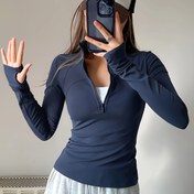 Resim Şık Yeni İlkbahar/Sonbahar Kadın Yoga Spor Ceketi, Rüzgar Geçirmez ve Sıcak Tutan, Başparmak Delikli Uzun Kollu, Yarım Fermuarlı, Kıvrımlı Dar Kesim Bel, Koşu, Yoga, Egzersiz, Tenis, Stüdyo, Günlük Çıkışlar, Akşam Buluşmaları İçin Uygun, Sevgililer Günü Hediyesi İçin İdeal 