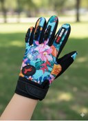 Resim Çocuk Motosiklet & Bisiklet Eldiveni Çiçek Desenli - Güvenli Sürüş Için 