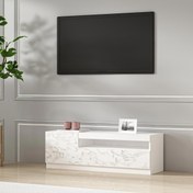 Resim T008 Arya Işıklı Tv Sehpası Sol Modül Orma Mermer-Beyaz 