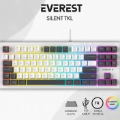 Resim Everest KB-98 SILENT TKL Beyaz/Gri Mavi Rainbow Q Membrane Klavye 