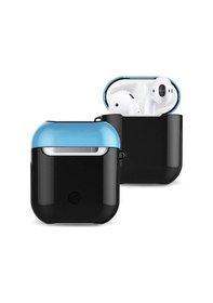 Resim Apple Uyumlu AirPods 2 2.nesil 3in1 Kılıf - Siyah-mavi Düz Renkli 