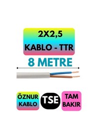 Resim Öznur 2x2,5 Ttr Kablo Beyaz Metre Seçenekli - 8 Metre 
