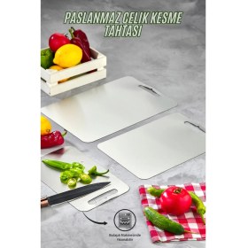 Resim Espas Home Paslanmaz Çelik Kesme Tahtası 3'lü Set 