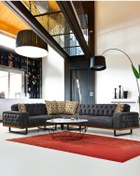 Resim Velura Home & Living Enisa Köşe Takımı & Mekanizmalı Köşe Koltuk - Antrasit Keten Kumaş 