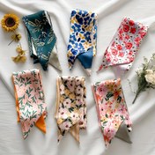 Resim Kadınlar için Vintage Şık Çiçek Desenli Saten Saç Şalları, 6'lı Set, Polyester Fiyonklu Saç Bantları, Saç Örgüsü ve Moda Aksesuarı Olarak Çok Fonksiyonlu Kore Tarzı Uzun Şerit Şallar 