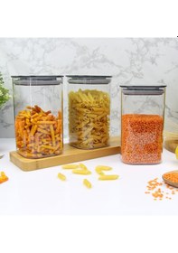 Resim Sızdırmaz Kapaklı Vakumlu Kare Erzak Saklama Kabı Seti 6'lı 1.1 L 