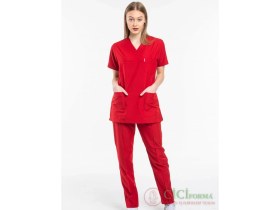 Resim Cici Forma Zarf Yaka Kırmızı Takım Önlüğü 