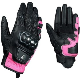 Resim Motosiklet Kadın Eldiveni Carbon Titanium Full Koruma Deri Motorcu Eldiven Pink 