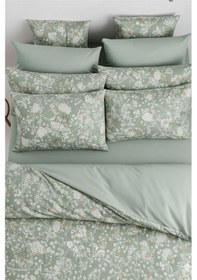 Resim More Home Çift Kişilik Yorgan Kılıfı + Yastık Kılıfı Yeşil Beyaz Floral Beyaz / YeşilMore Home Çift Kişilik Yorgan Kılıfı + Yastık Kılıfı Yeşil Beyaz Floral 