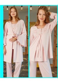 Resim Birolgaye Bone Club 5103 Pudra Hamile Lohusa 3 Lü Pijama Sabahlık Tk 