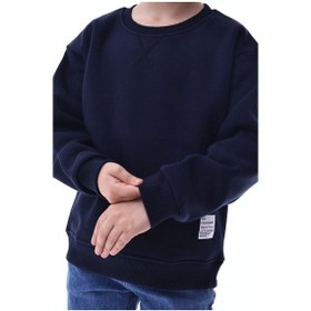 Resim Erkek Çocuk Sweatshirt %100 Pamuk Rahat Kalıp 5-10 Yaş Lacivert 