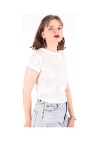Resim Busem S0016230 Kadın Flamlı İnce T-shirt Beyaz 