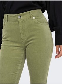 Resim Only Slim Fit Dar Paça Yeşil Kadın Kadife Pantolon 15298649 001 