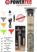 Resim Powertec TR-1010 Profesyonel Usb Şarjlı Lazer Öncesi Tüm Vücut Sakal Ense Tıraş ve Çizim Makinesi Altın Sarısı 