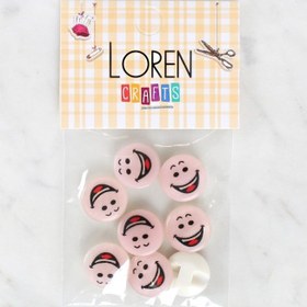Resim Loren Crafts 8'li Gülen Yüz Düğme - 1025 