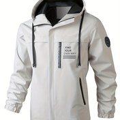 Resim Erkekler için şık siyah kapüşonlu rüzgarlık ceket, fermuarlı cepli - Rahat, bol kesim, uzun kollu, polyester astarlı, ilkbahar ve sonbahar için mükemmel, rahat giyim ceketi|Kapüşonlu ceket|Zipli ceket 