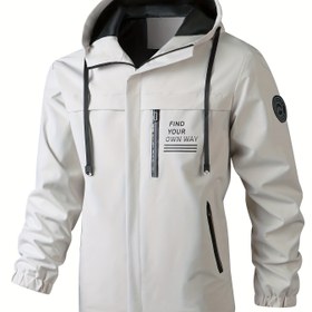 Resim Erkekler için şık siyah kapüşonlu rüzgarlık ceket, fermuarlı cepli - Rahat, bol kesim, uzun kollu, polyester astarlı, ilkbahar ve sonbahar için mükemmel, rahat giyim ceketi|Kapüşonlu ceket|Zipli ceket 