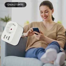 Resim Onvec Usb Type-c Akıllı Tekli Priz, WiFi + BLE, Google Home ve Amazon Alexa Uyumlu, Uzaktan Kontrol, Anlık Enerji Tüketimi Takip, Zamanlayıcı Özellikli 