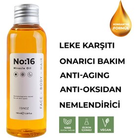 Resim Sinoz No:16 Leke Karşıtı Işıltı Verici Mucizevi Bakım Yağı 100 ML 