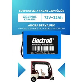 Resim Electroll Arora Derya Pro Uyumlu Batarya (Standart Kapasite) Lifepo4 72V 32AH Elektrikli Motorsiklet Bataryası 