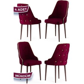 Resim Canisa Krax Serisi, 1.sınıf Babyface Kumaş Mutfak Sandalyesi, Kahve Metal Ayak, 4 Adet Mürdüm Sandalye Sandalye Mürdüm Ayaklar Kahve 