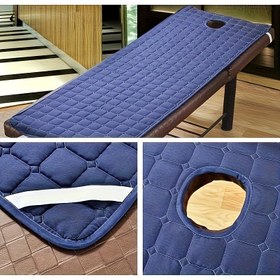 Resim Güzellik Salonu Masaj Yatağı Çarşafı - Hafif Bej Renkli, Yüz Nefes Deliği İçeren SPA Masaj Yatak Örtüsü 