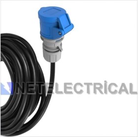 Resim Tekne ve Karavan Enerji Besleme Kablosu 42 Metre | IP44 Kauçuk Düz Fiş + 3X16A Uzatma Priz | Siyah Kalın Kablo 