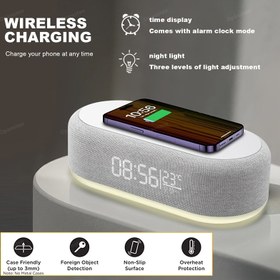 Resim 4-in-1 Kablosuz Şarj Padı, Alarm Saati, Gece Lambası ve Sıcaklık Göstergesi ile - for iPhone 16, 15, 14, 13, for AirPods, for Samsung for galaxy S25, S24 için Kompakt, Taşınabilir Şarj Cihazı - USB Güçlü, Gece Modu Ayarı, Alarm Saati, Gece Lambası Ayarı | Modern Şarj İstasyonu | Dayanıklı Plastik Çerçeve, Kablosuz Şarj Padı 