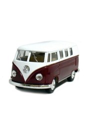 Resim craftivio 1:32 Ölçek Metal Çek Bırak Nostaljik Volkswagen T1 Minibüs Vosvos Oyuncak Araba - Bordo (13 cm) 